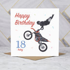 18th Birthday Motocross Card, Dirt Bike Birthday Card Age 18, Motocross Rider Card, MX Bike Card For Him (S00500) - Blank Inside - Sent To You (S00500)