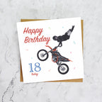 18th Birthday Motocross Card, Dirt Bike Birthday Card Age 18, Motocross Rider Card, MX Bike Card For Him (S00500) - Blank Inside - Sent To You (S00500)