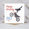80th Birthday Motocross Card, Dirt Bike Birthday Card Age 80, Motocross Rider Card, MX Bike Card For Him (S00509) - Blank Inside - Sent To You (S00509)