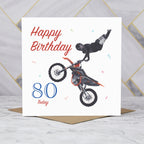 80th Birthday Motocross Card, Dirt Bike Birthday Card Age 80, Motocross Rider Card, MX Bike Card For Him (S00509) - Blank Inside - Sent To You (S00509)