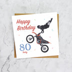 80th Birthday Motocross Card, Dirt Bike Birthday Card Age 80, Motocross Rider Card, MX Bike Card For Him (S00509) - Blank Inside - Sent To You (S00509)