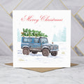 Land Rover Defender Christmas Card, Blue 4x4 Christmas Card, Classic Defender Xmas Card, Land Rover Lover Christmas Card (S00560) - Blank Inside - Sent To You (S00560)