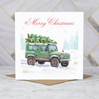 Land Rover Defender Christmas Card, Green 4x4 Christmas Card, Classic Defender Xmas Card, Land Rover Lover Christmas Card (S00561) - Blank Inside - Sent To You (S00561)