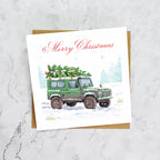 Land Rover Defender Christmas Card, Green 4x4 Christmas Card, Classic Defender Xmas Card, Land Rover Lover Christmas Card (S00561) - Blank Inside - Sent To You (S00561)