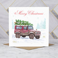 Land Rover Defender Christmas Card, Red 4x4 Christmas Card, Classic Defender Xmas Card, Land Rover Lover Christmas Card (S00562) - Blank Inside - Sent To You (S00562)