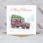 Land Rover Defender Christmas Card, Red 4x4 Christmas Card, Classic Defender Xmas Card, Land Rover Lover Christmas Card (S00562) - Blank Inside - Sent To You (S00562)