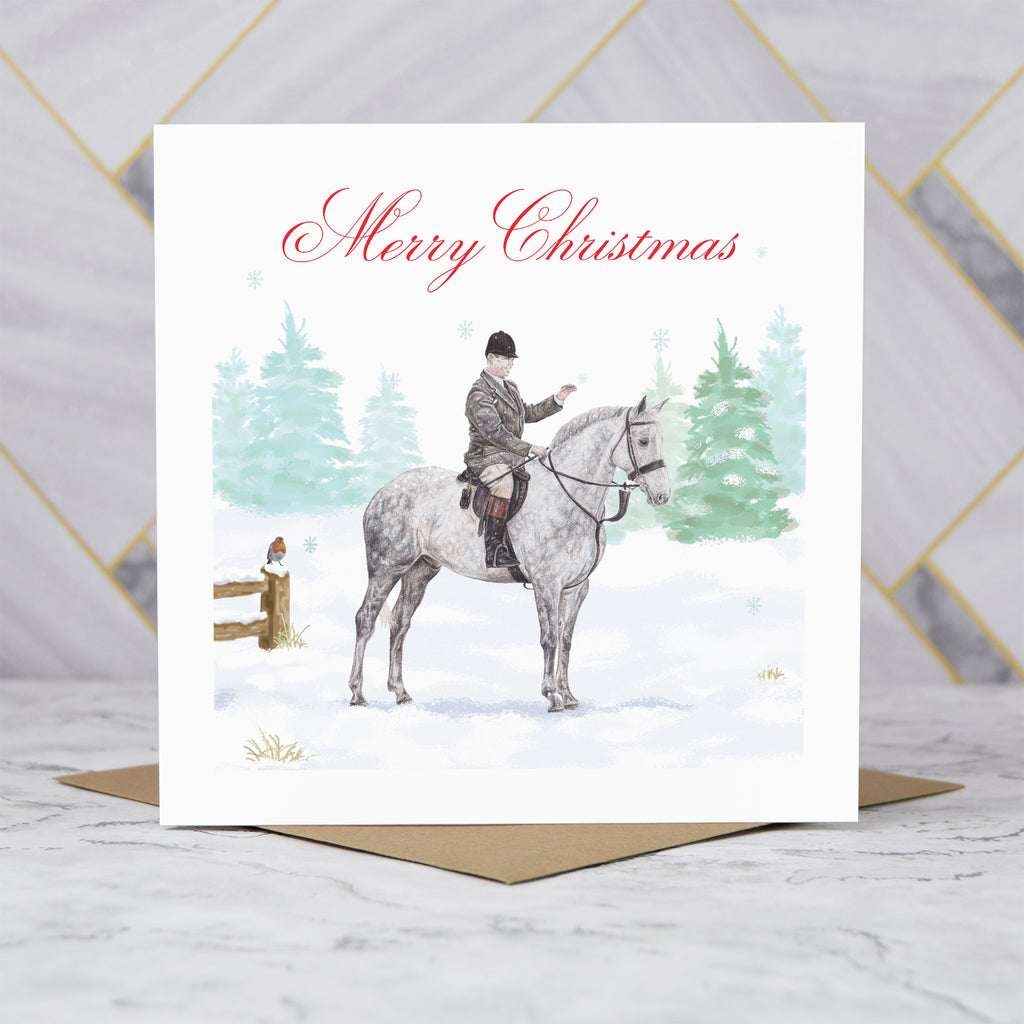 Horse Riding Christmas Card, Equestrian Hunt Christmas Card, Horse Lover Xmas Card, Field Master Christmas Card (S00566) - Blank Inside - Sent To You (S00566)