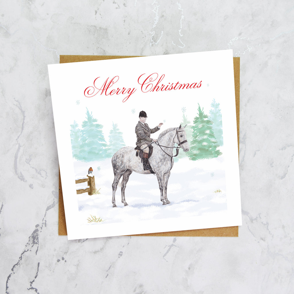 Horse Riding Christmas Card, Equestrian Hunt Christmas Card, Horse Lover Xmas Card, Field Master Christmas Card (S00566) - Blank Inside - Sent To You (S00566)