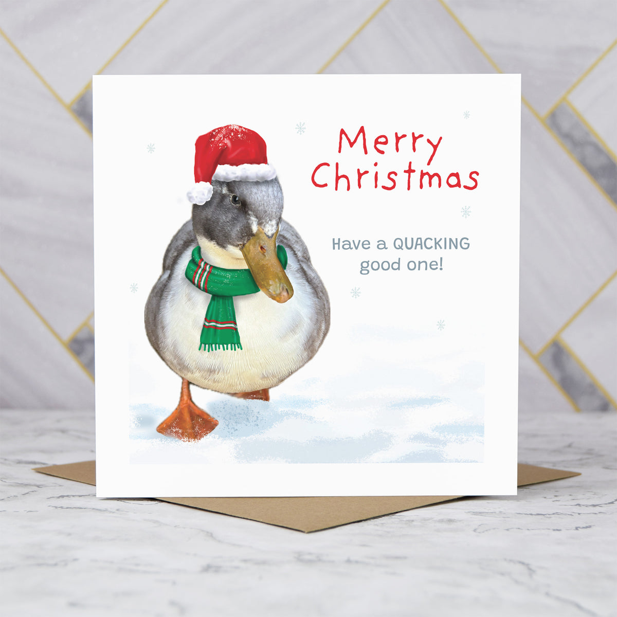 Funny Duck Christmas Card, Quacking Christmas Card, Duck Lover Xmas Card, Festive Duck Card, Animal Christmas Card (S00568) - Blank Inside - Sent To You (S00568)