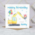 Daddy Birthday Card, Digger Birthday Card For Daddy, Excavator Birthday Card, Construction Birthday Card, Digger Lover Card (S00572) - Blank Inside - Sent To You (S00572)