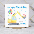 Daddy Birthday Card, Digger Birthday Card For Daddy, Excavator Birthday Card, Construction Birthday Card, Digger Lover Card (S00572) - Blank Inside - Sent To You (S00572)