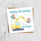 Grandad Birthday Card, Digger Birthday Card For Grandad, Excavator Birthday Card, Construction Birthday Card, Digger Lover Card (S00573) - Blank Inside - Sent To You (S00573)