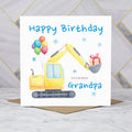 Grandpa Birthday Card, Digger Birthday Card For Grandpa, Excavator Birthday Card, Construction Birthday Card, Digger Lover Card (S00574) - Blank Inside - Sent To You (S00574)