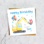 Son Birthday Card, Digger Birthday Card For Son, Excavator Birthday Card, Construction Birthday Card, Digger Lover Card (S00577) - Blank Inside - Sent To You (S00577)