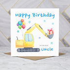 Uncle Birthday Card, Digger Birthday Card For Uncle, Excavator Birthday Card, Construction Birthday Card, Digger Lover Card (S00578) - Blank Inside - Sent To You (S00578)