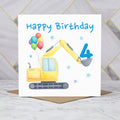 4th Birthday Digger Card, Age 4 Birthday Card, Excavator Birthday Card, Construction Vehicle Card, Digger Birthday Card (S00582) - Blank Inside - Sent To You (S00582)