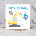 6th Birthday Digger Card, Age 6 Birthday Card, Excavator Birthday Card, Construction Vehicle Card, Digger Birthday Card (S00584) - Blank Inside - Sent To You (S00584)