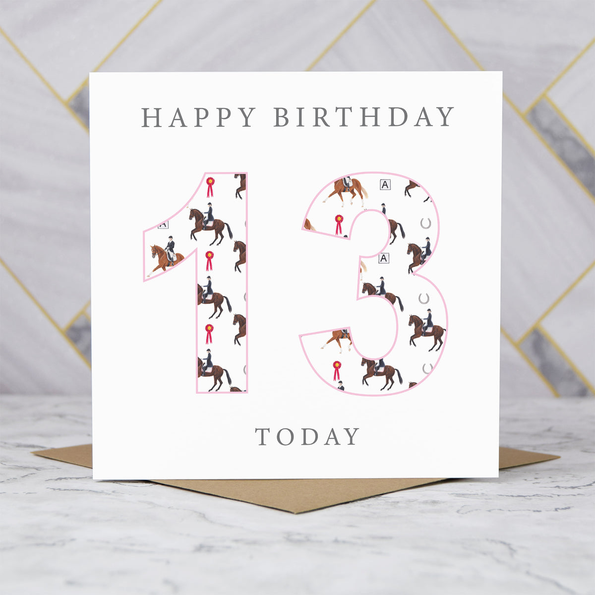 13th Birthday Horse Riding Card, Equestrian Dressage Birthday Card For Girl, Age 13 Horse Card, Teen Horse Lover Birthday Gift (S00588) - Blank Inside - Sent To You (S00588)