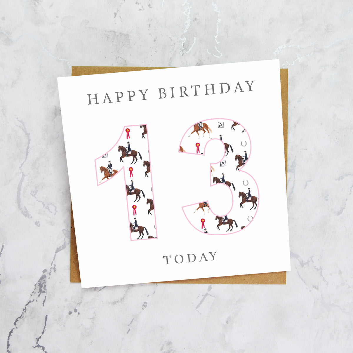 13th Birthday Horse Riding Card, Equestrian Dressage Birthday Card For Girl, Age 13 Horse Card, Teen Horse Lover Birthday Gift (S00588) - Blank Inside - Sent To You (S00588)