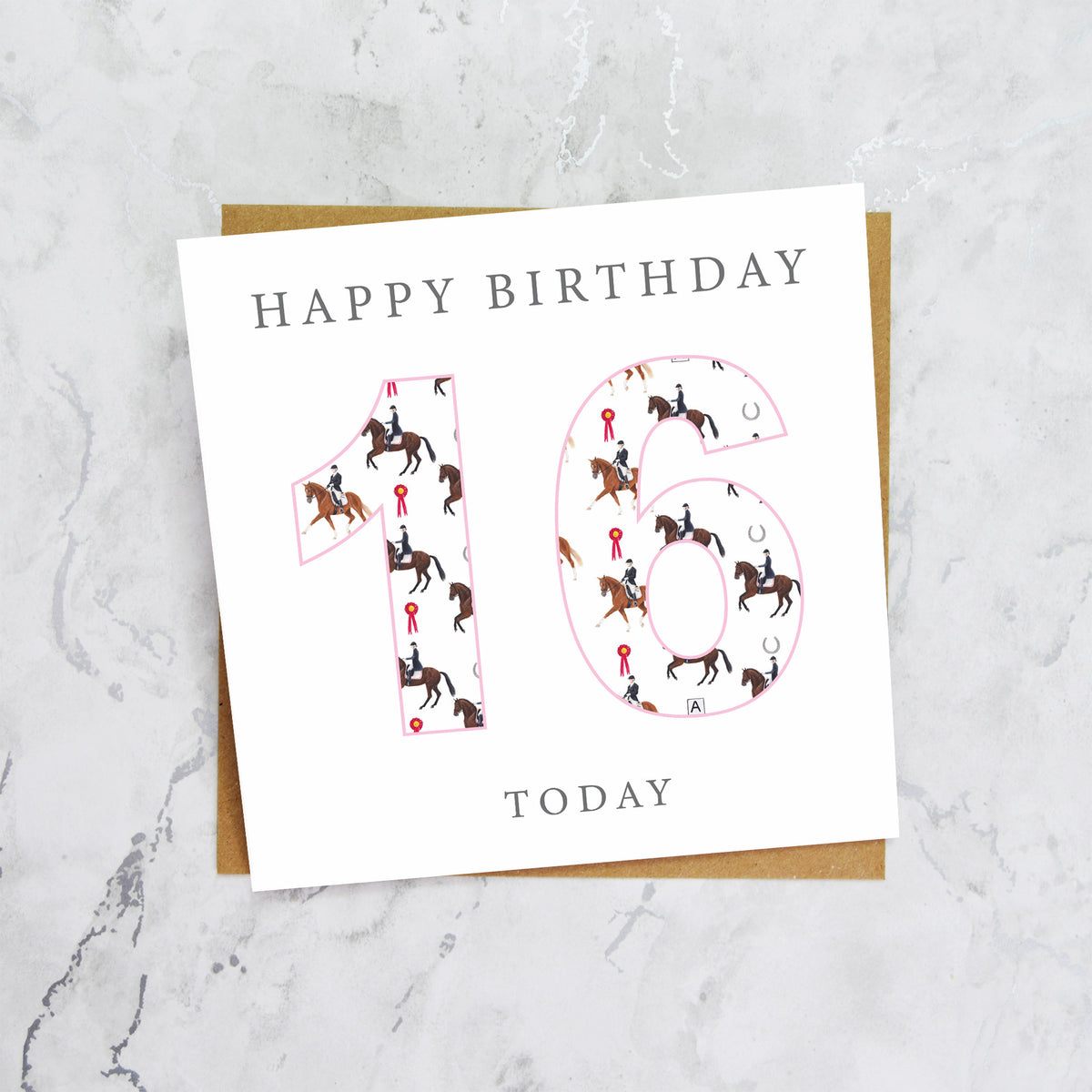16th Birthday Horse Riding Card, Equestrian Dressage Birthday Card For Girl, Age 16 Horse Card, Teen Horse Lover Birthday Gift (S00589) - Blank Inside - Sent To You (S00589)