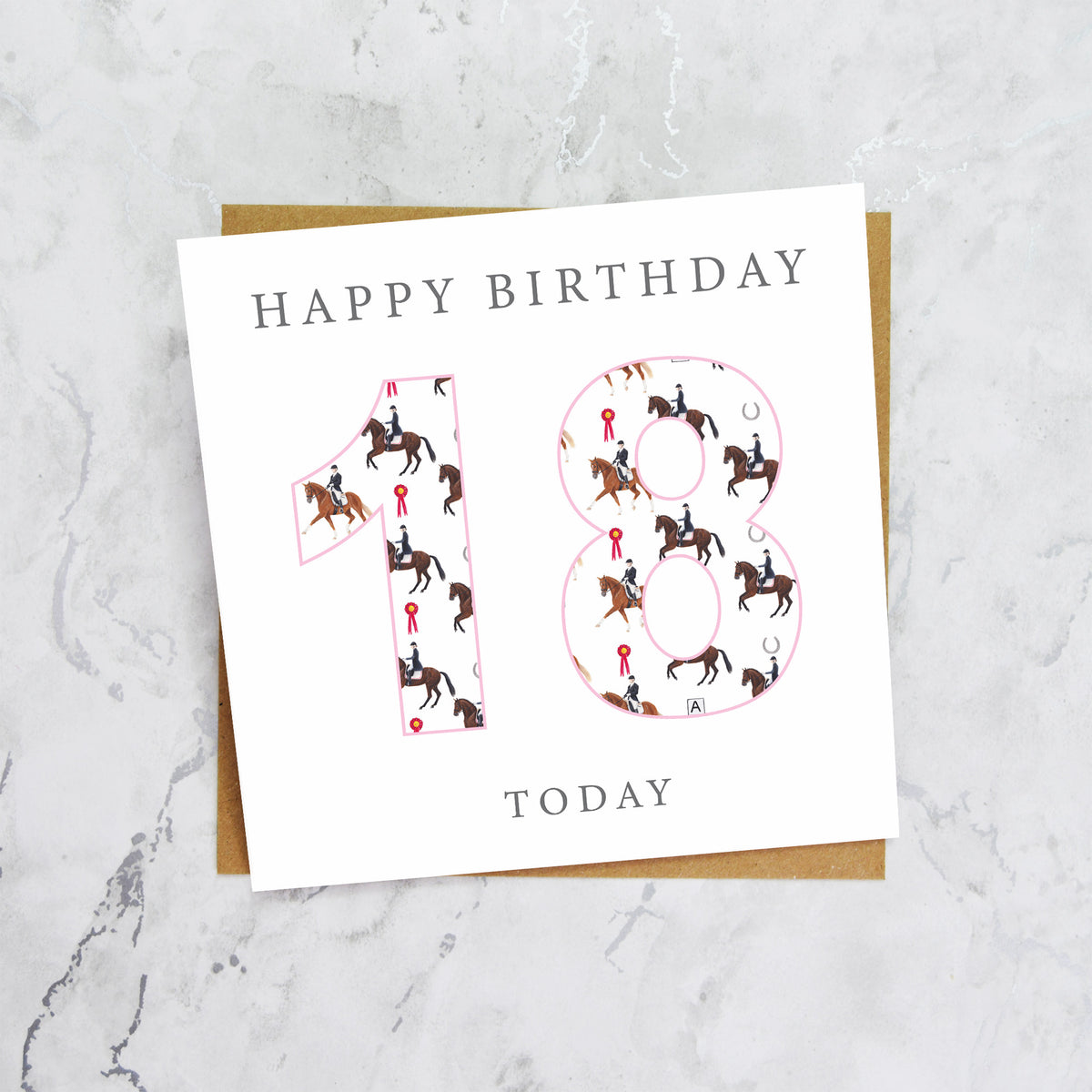 18th Birthday Horse Riding Card, Equestrian Dressage Birthday Card For Girl, Age 18 Horse Card, Teen Horse Lover Birthday Gift (S00590) - Blank Inside - Sent To You (S00590)