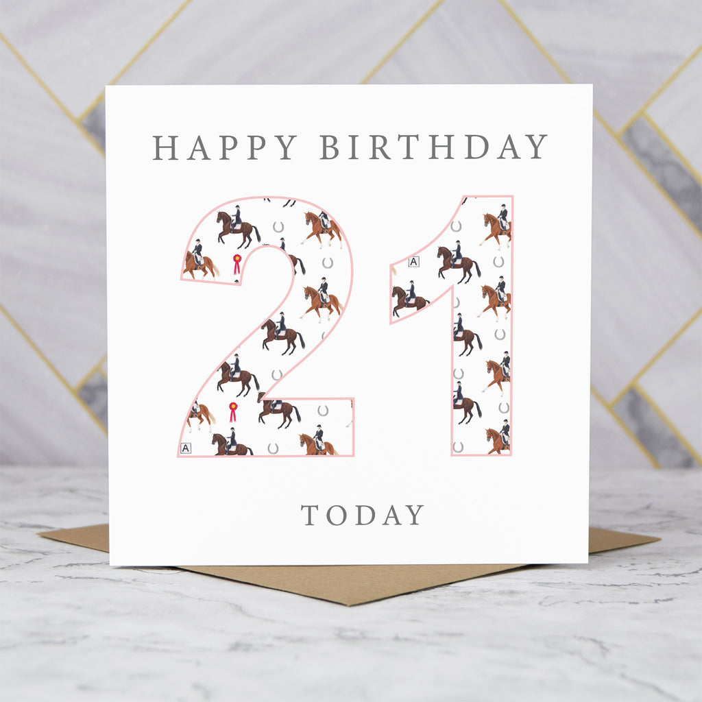 21st Birthday Horse Riding Card, Equestrian Birthday Card, Age 21 Horse Card, Horse Lover 21st Birthday Card, Dressage Gift (S00591) - Blank Inside - Sent To You (S00591)