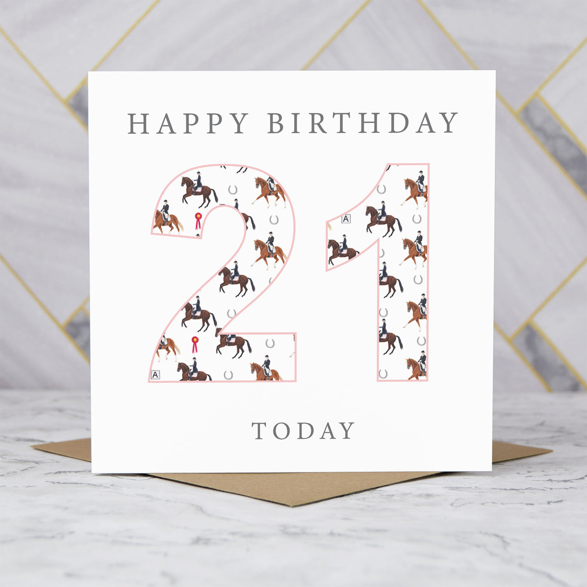 21st Birthday Horse Riding Card, Equestrian Birthday Card, Age 21 Horse Card, Horse Lover 21st Birthday Card, Dressage Gift (S00591) - Blank Inside - Sent To You (S00591)