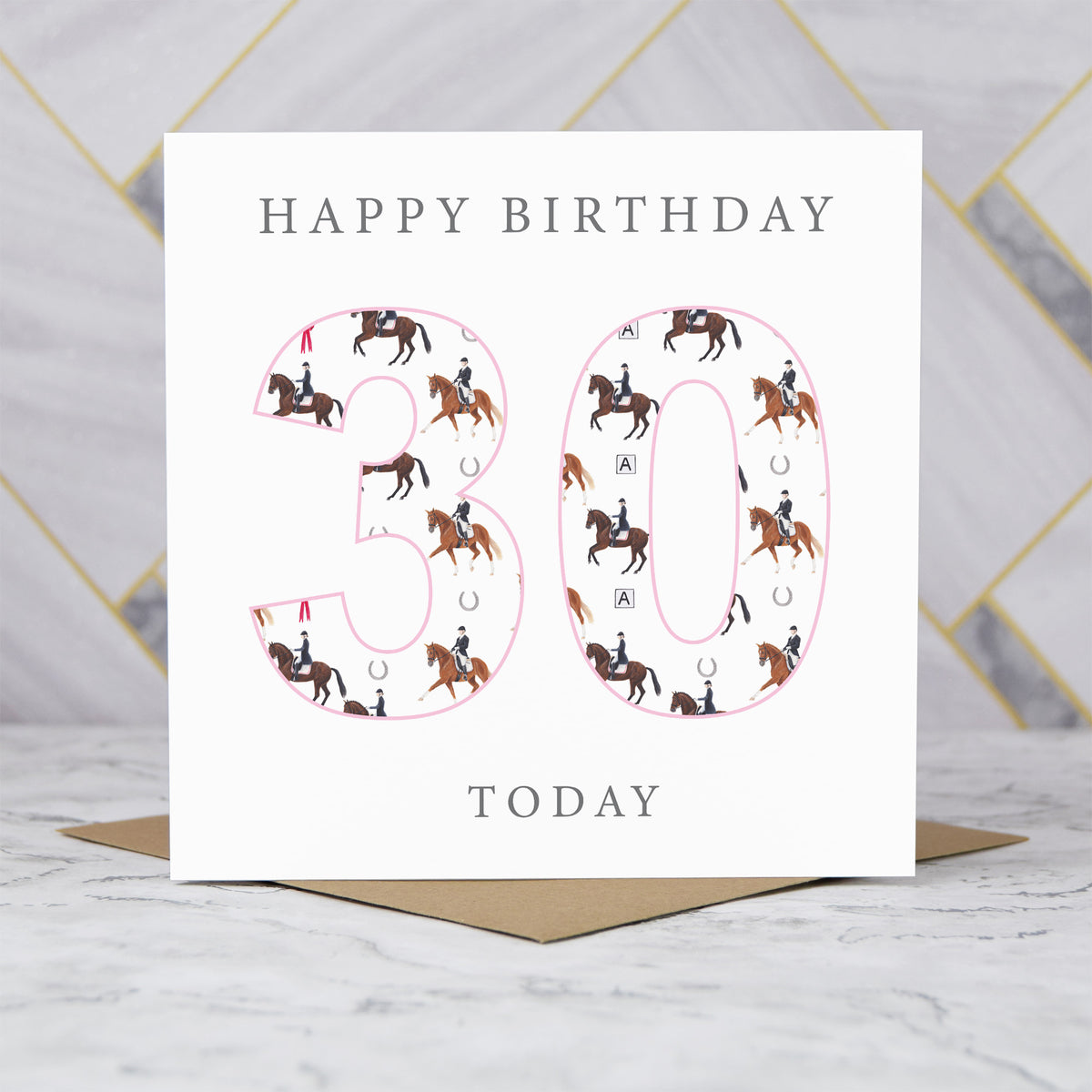 30th Birthday Horse Riding Card, Equestrian Birthday Card, Age 30 Horse Card, Horse Lover 30th Birthday Card, Dressage Gift (S00592) - Blank Inside - Sent To You (S00592)