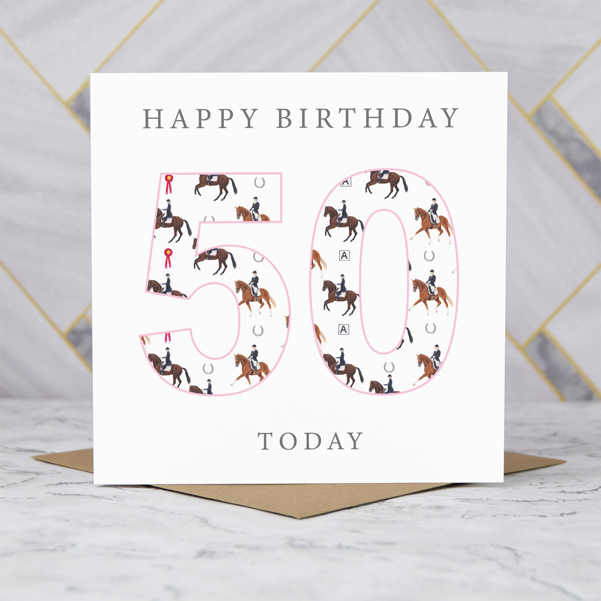 50th Birthday Horse Riding Card, Equestrian Birthday Card, Age 50 Horse Card, Horse Lover 50th Birthday Card, Dressage Gift (S00594) - Blank Inside - Sent To You (S00594)