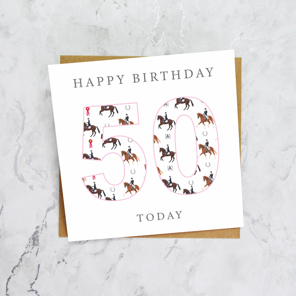 50th Birthday Horse Riding Card, Equestrian Birthday Card, Age 50 Horse Card, Horse Lover 50th Birthday Card, Dressage Gift (S00594) - Blank Inside - Sent To You (S00594)