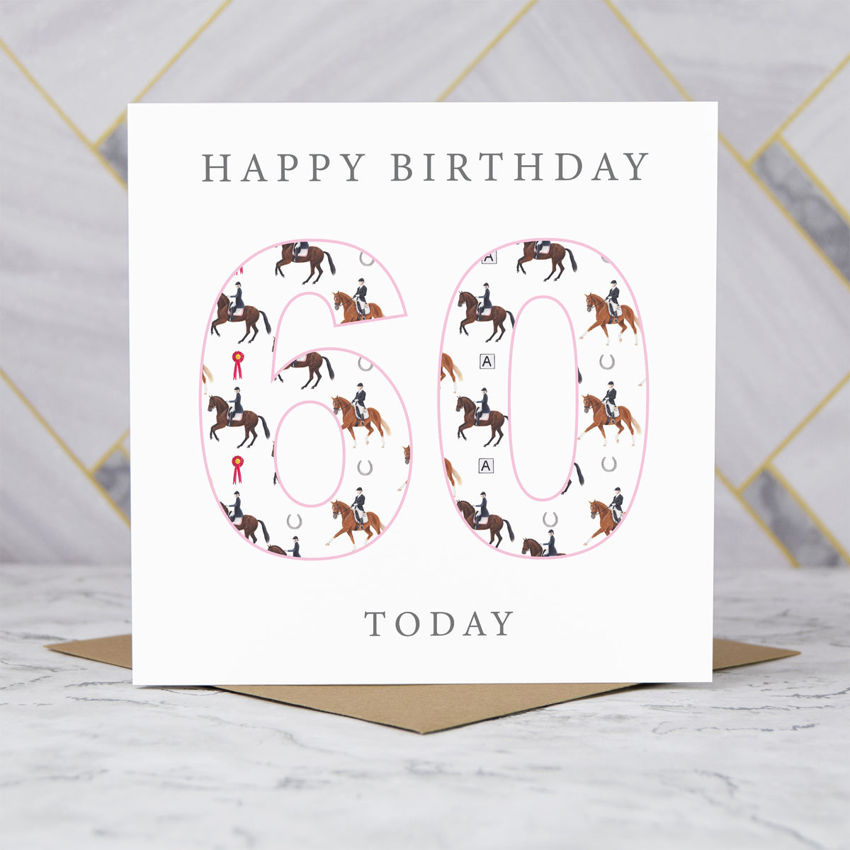 60th Birthday Horse Riding Card, Equestrian Birthday Card, Age 60 Horse Card, Horse Lover 60th Birthday Card, Dressage Gift (S00595) - Blank Inside - Sent To You (S00595)