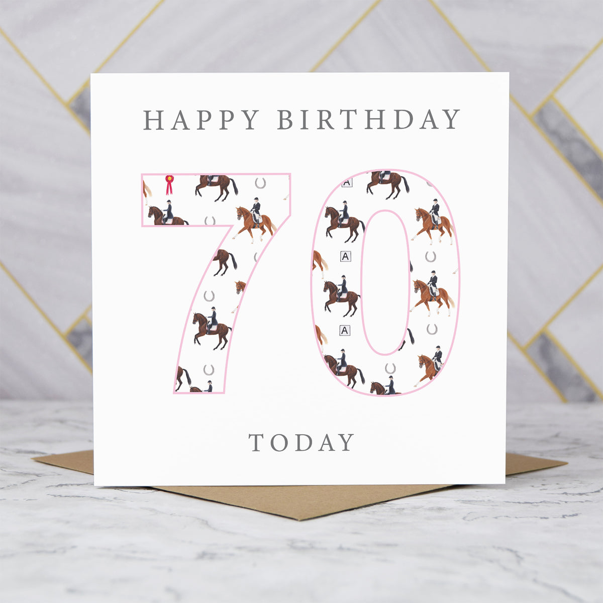 70th Birthday Horse Riding Card, Equestrian Birthday Card, Age 70 Horse Card, Horse Lover 70th Birthday Card, Dressage Gift (S00596) - Blank Inside - Sent To You (S00596)