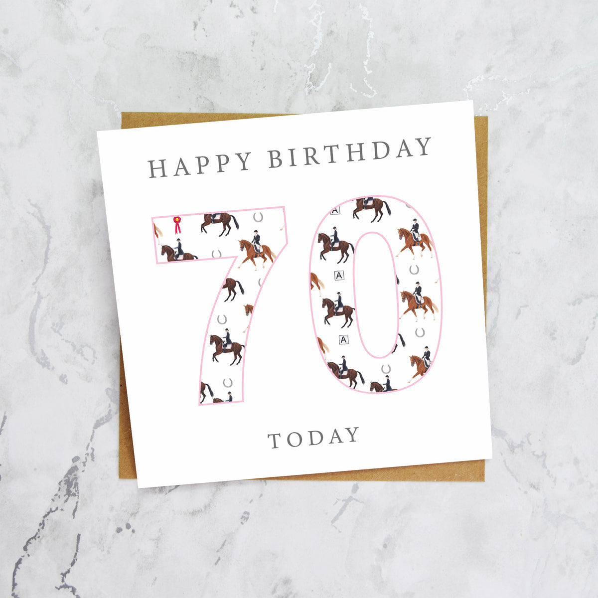 70th Birthday Horse Riding Card, Equestrian Birthday Card, Age 70 Horse Card, Horse Lover 70th Birthday Card, Dressage Gift (S00596) - Blank Inside - Sent To You (S00596)
