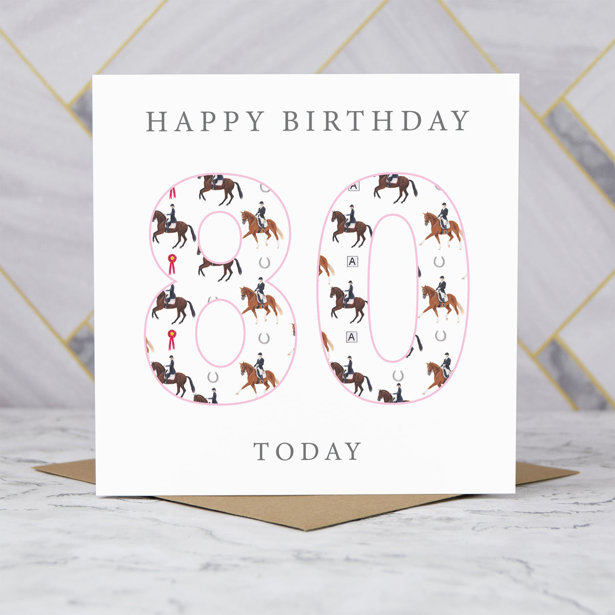 80th Birthday Horse Riding Card, Equestrian Birthday Card, Age 80 Horse Card, Horse Lover 80th Birthday Card, Dressage Gift (S00597) - Blank Inside - Sent To You (S00597)
