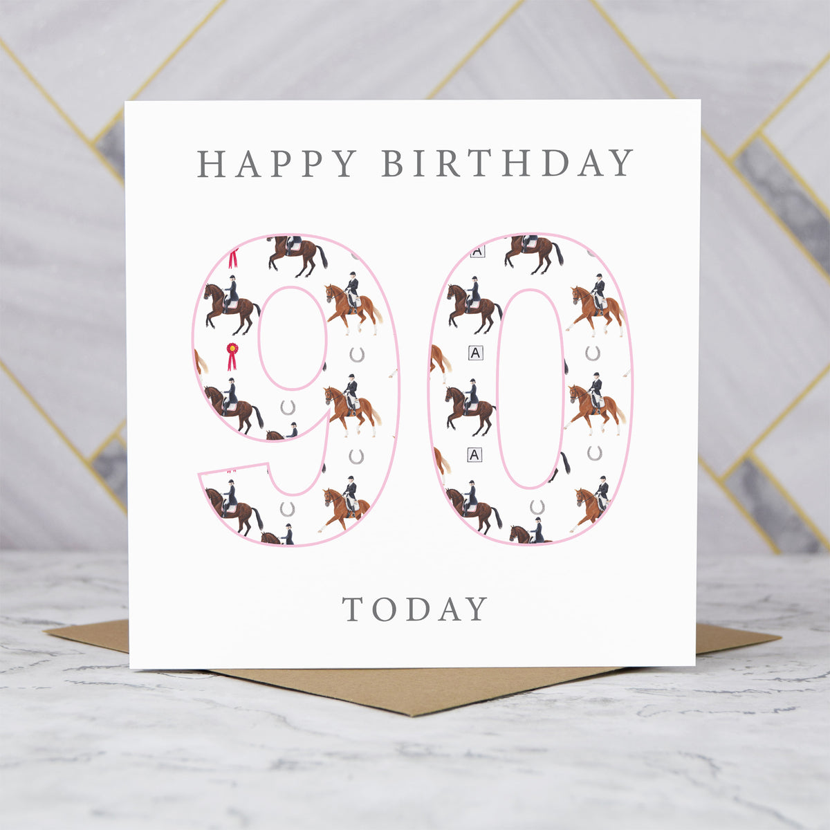 90th Birthday Horse Riding Card, Equestrian Birthday Card, Age 90 Horse Card, Horse Lover 90th Birthday Card, Dressage Gift (S00598) - Blank Inside - Sent To You (S00598)