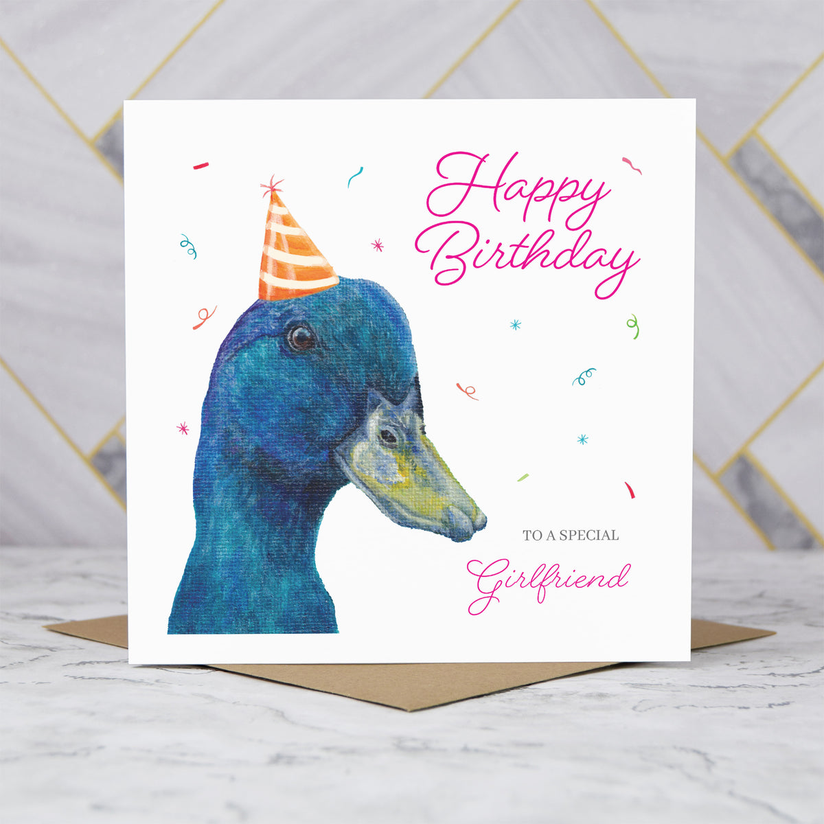 Girlfriend Duck Birthday Card, Cute Duck Card, Birthday Card For Girlfriend, Animal Lover Card, Duck Lover Birthday Card (S00602) - Blank Inside - Sent To You (S00602)
