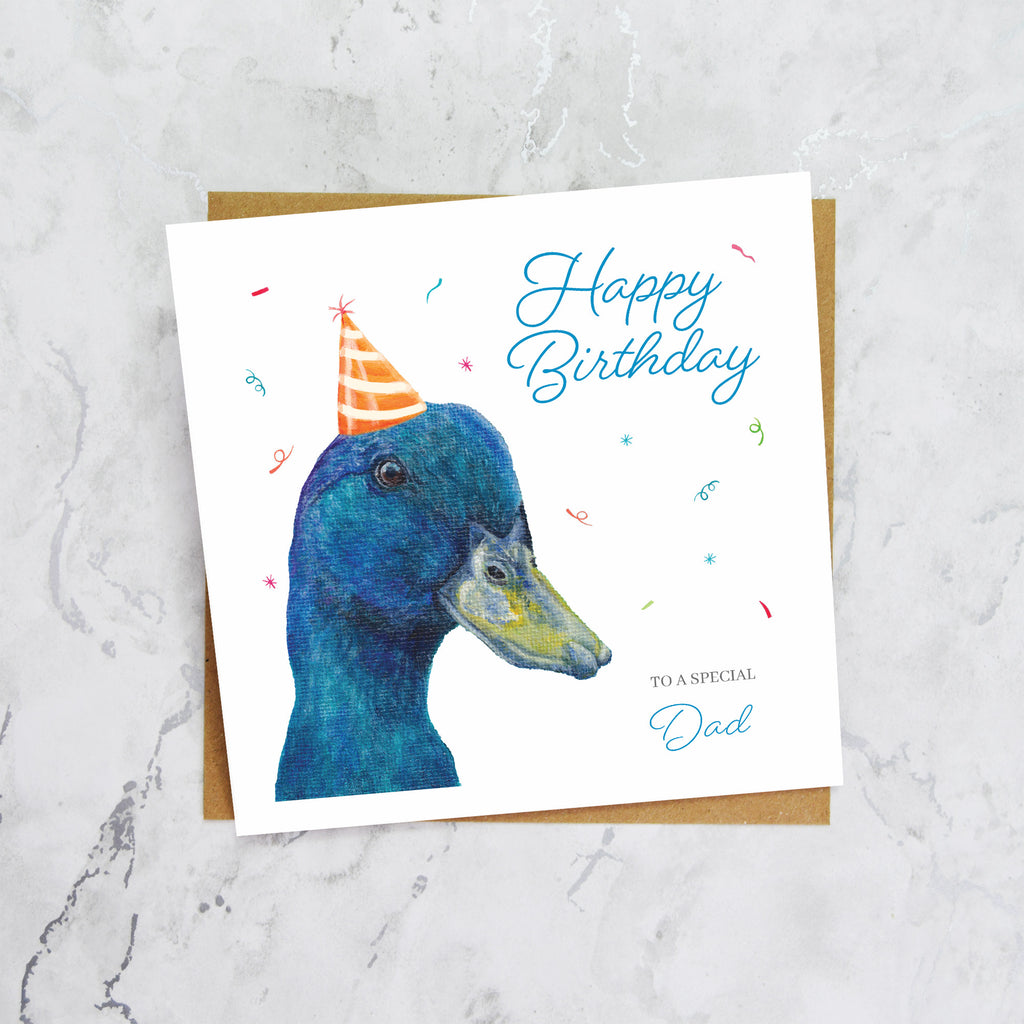 Dad Duck Birthday Card, Cute Duck Card, Birthday Card For Dad, Animal Lover Card, Duck Lover Birthday Card (S00611) - Blank Inside - Sent To You (S00611)