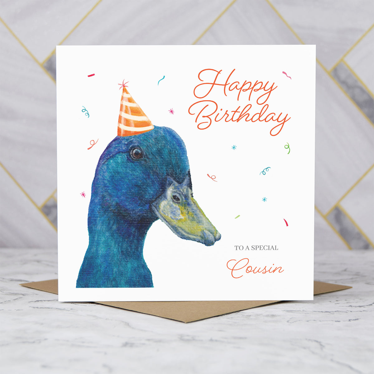 Cousin Duck Birthday Card, Cute Duck Card, Birthday Card For Cousin, Animal Lover Card, Duck Lover Birthday Card (S00620) - Blank Inside - Sent To You (S00620)