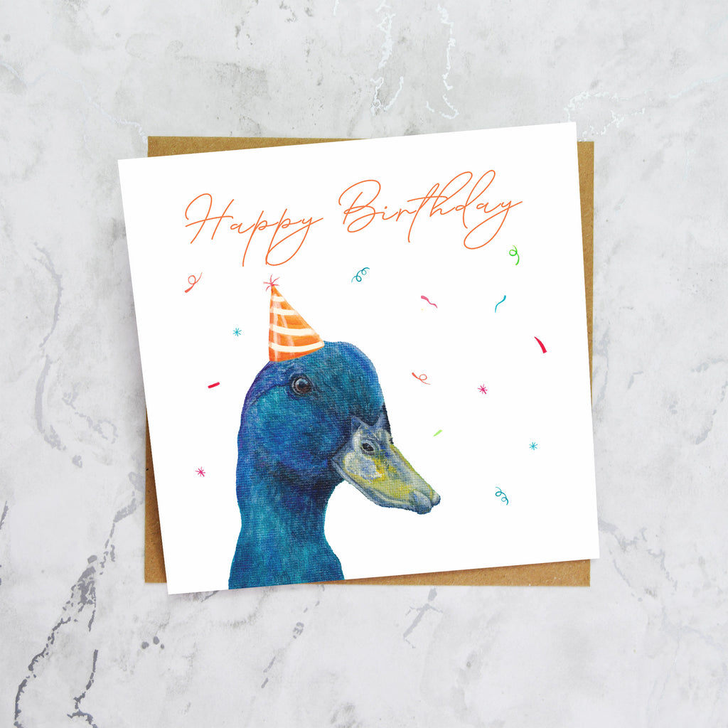 Duck Birthday Card, Cute Duck Birthday Card, Duck Lover Card, Funny Animal Birthday Card, Farm Animal Card, Birthday Card (S00621) - Blank Inside - Sent To You (S00621)