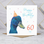 60th Birthday Duck Card, Duck Birthday Card, 60th Birthday Card, Duck Lover Card, Animal Birthday Card, Milestone Birthday Card (S00629) - Blank Inside - Sent To You (S00629)