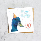 90th Birthday Duck Card, Duck Birthday Card, 90th Birthday Card, Duck Lover Card, Animal Birthday Card, Milestone Birthday Card (S00632) - Blank Inside - Sent To You (S00632)