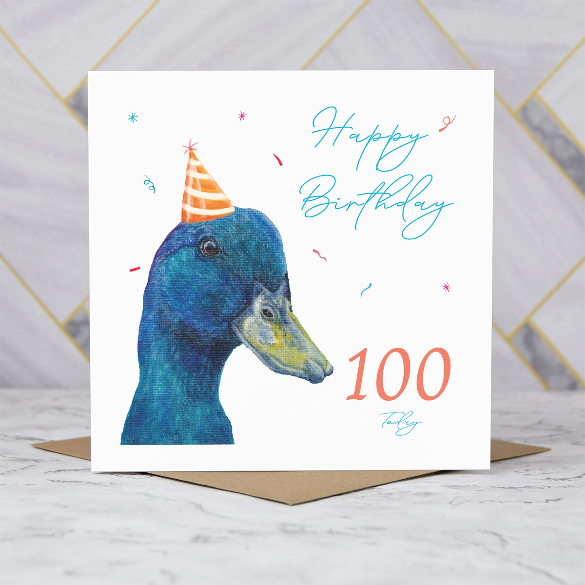 100th Birthday Duck Card, Duck Birthday Card, 100th Birthday Card, Duck Lover Card, Animal Birthday Card, Milestone Birthday Card (S00633) - Blank Inside - Sent To You (S00633)