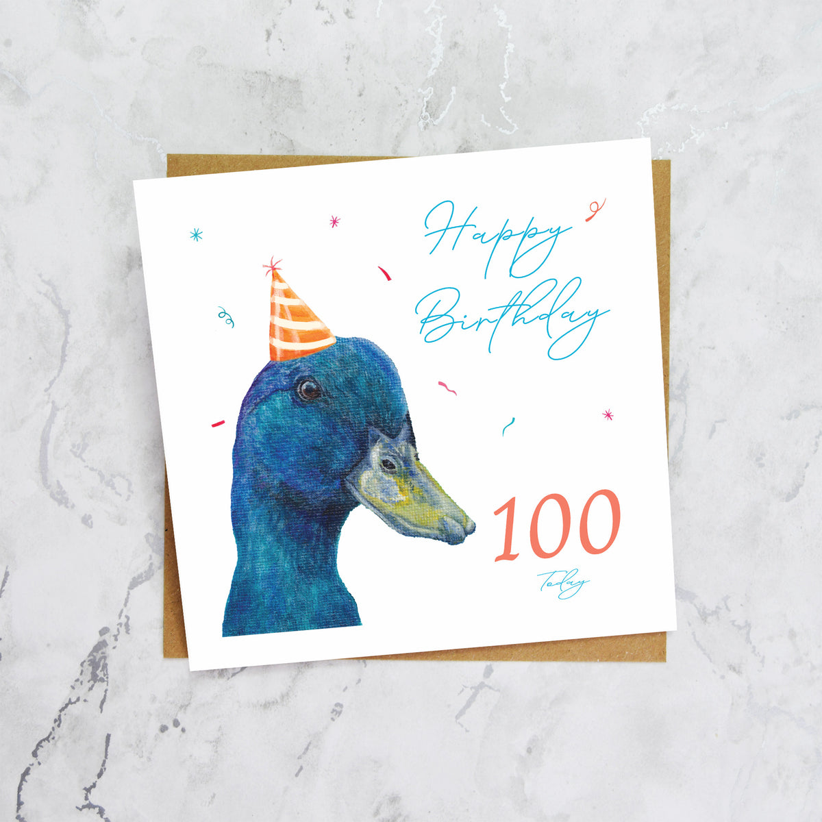 100th Birthday Duck Card, Duck Birthday Card, 100th Birthday Card, Duck Lover Card, Animal Birthday Card, Milestone Birthday Card (S00633) - Blank Inside - Sent To You (S00633)