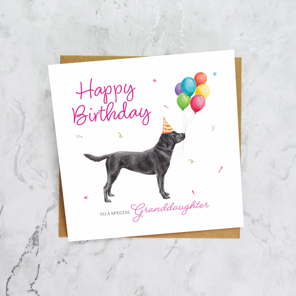 Granddaughter Labrador Birthday Card, Black Lab Birthday Card, Dog Lover Card, Labrador Birthday Card, Special Granddaughter Card (S00634) - Blank Inside - Sent To You (S00634)