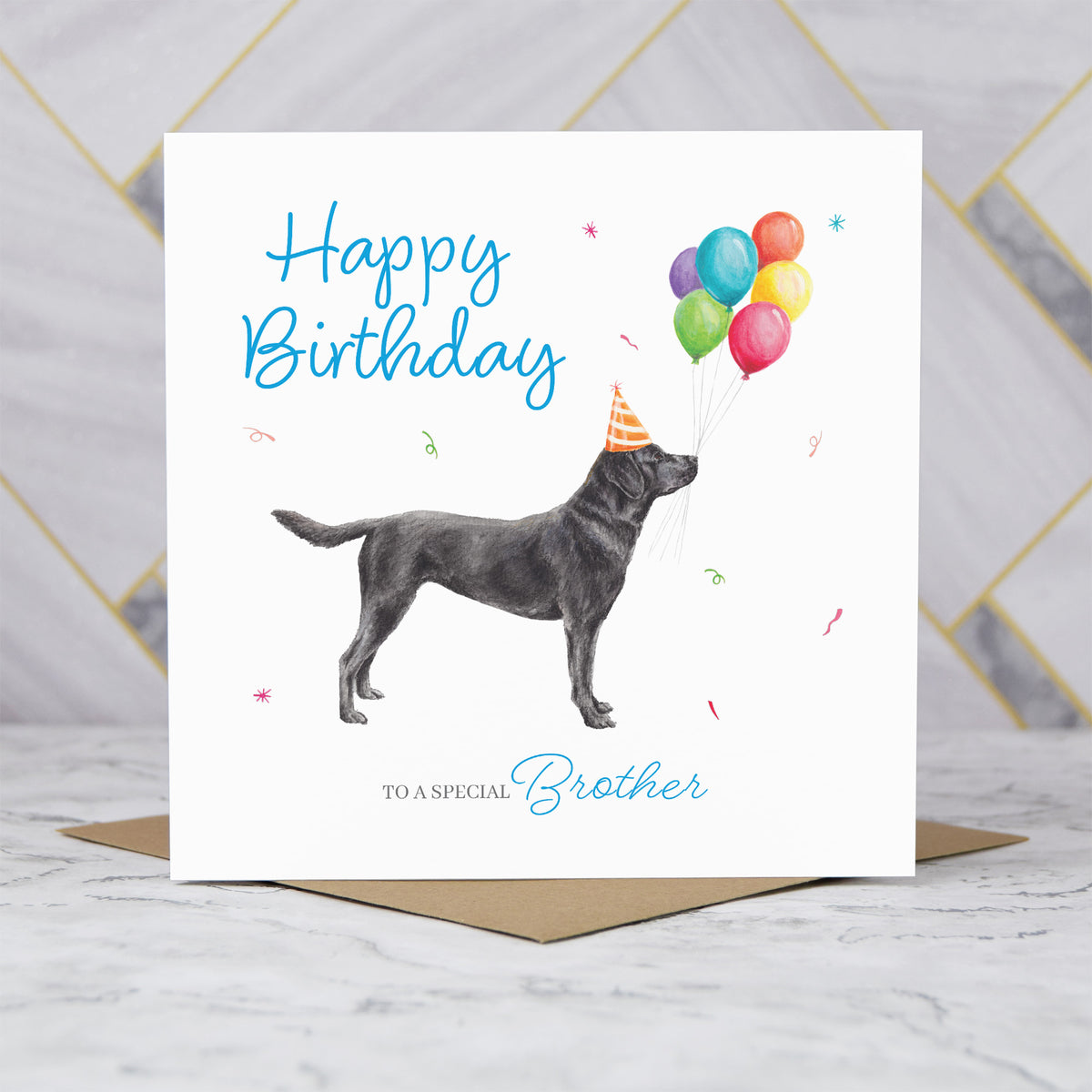Brother Labrador Birthday Card, Black Lab Birthday Card, Dog Lover Card, Labrador Birthday Card, Special Brother Card (S00645) - Blank Inside - Sent To You (S00645)