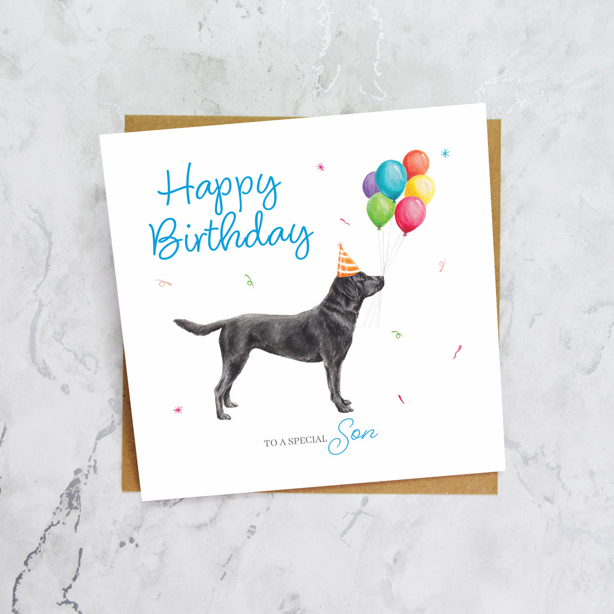 Son Labrador Birthday Card, Black Lab Birthday Card, Dog Lover Card, Labrador Birthday Card, Special Son Card (S00652) - Blank Inside - Sent To You (S00652)