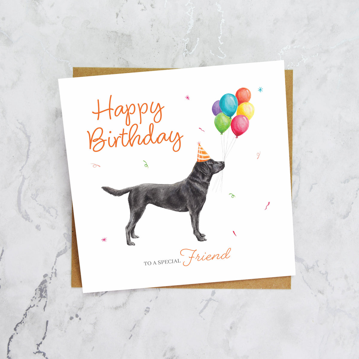 Friend Labrador Birthday Card, Black Lab Birthday Card, Dog Lover Card, Labrador Birthday Card, Special Friend Card (S00654) - Blank Inside - Sent To You (S00654)