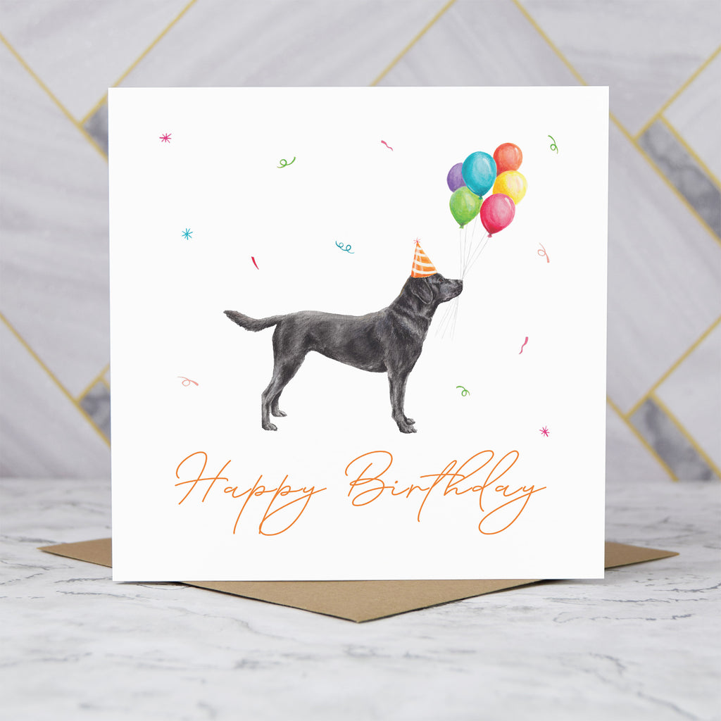 Black Labrador Birthday Card, Black Lab Dog Birthday Card, Labrador Lover Gift, Dog Lover Birthday Card, Cute Animal Card (S00656) - Blank Inside - Sent To You (S00656)