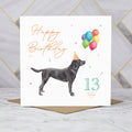 Black Labrador 13th Birthday Card, Black Lab Dog Birthday Card, 13 Today, Labrador Lover Gift, Dog Lover Card (S00657) - Blank Inside - Sent To You (S00657)