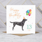 Black Labrador 13th Birthday Card, Black Lab Dog Birthday Card, 13 Today, Labrador Lover Gift, Dog Lover Card (S00657) - Blank Inside - Sent To You (S00657)